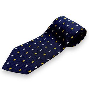 Tutto Matto Mens Silk Dress Tie Made in Italy Yellow Geometric Pattern‎ 59 3.75